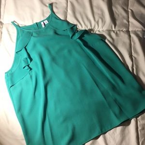 Elle // Emerald Green High Neck Sleeveless Blouse